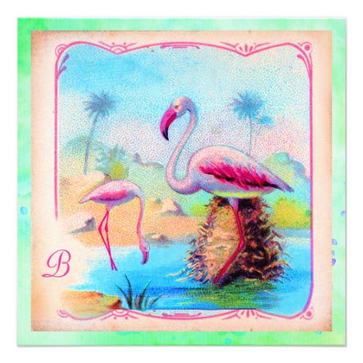 GC | Vibrant Vintage Flamingos Custom Announcements