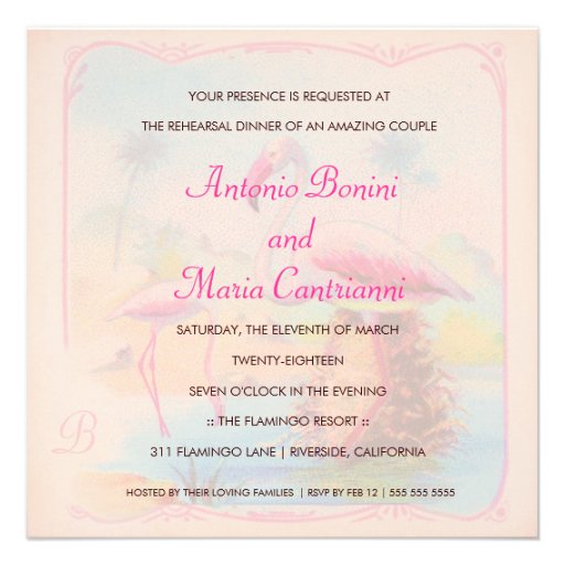 GC | Vibrant Vintage Flamingos Custom Announcements