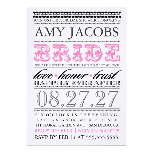 GC Vintage Bridal Shower Happily Ever After Pink Announcement