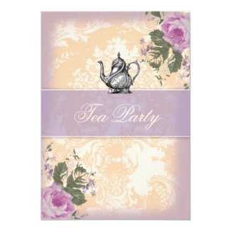 GC Vintage Bridal Shower Tea Party 5" X 7" Invitation Card