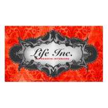 GC Vintage Decor Red & Gray Damask business cards