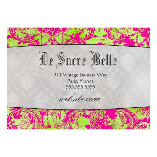 GC Vintage Hot Pink Crown Scroll Premium Pearl Business Card Templates (back side)