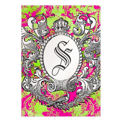 GC Vintage Hot Pink Crown Scroll Premium Pearl Business Card Templates