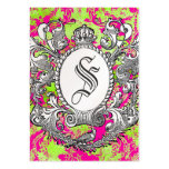 GC Vintage Hot Pink Crown Scroll Premium Pearl Business Card Templates