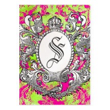 GC Vintage Hot Pink Crown Scroll Premium Pearl Business Card Templates