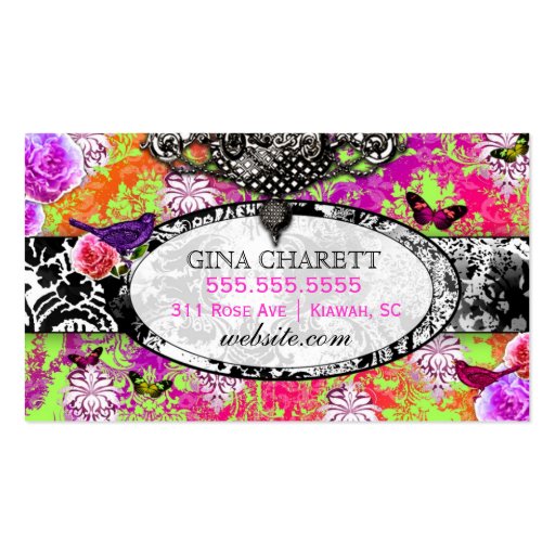 GC | Vintage Lime Crush Charm Business Card Template (back side)