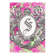 GC Vintage Pink Crown Scroll Premium Pearl Paper Business Card Templates
