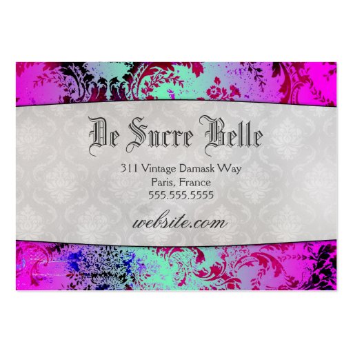 GC Vintage Pink Mint Crown Scroll Premium Pearl Business Card Templates (back side)