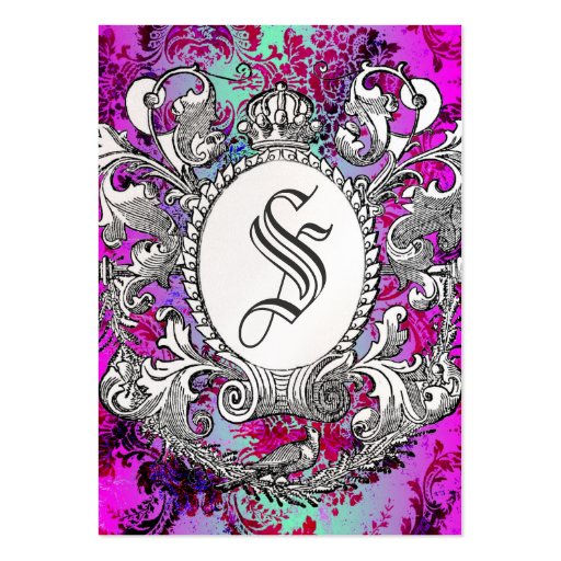 GC Vintage Pink Mint Crown Scroll Premium Pearl Business Card Templates (front side)