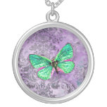 GC | Vintage Purple Damask - Green Butterfly Jewelry