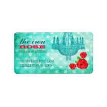 GC Vintage Rose Dots Blue Address Label labels