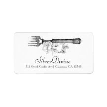 GC Vintage Silver Divine Silverware Address Label