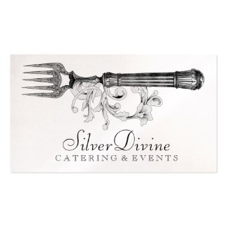 GC Vintage Silver Divine Silverware Business Card Templates