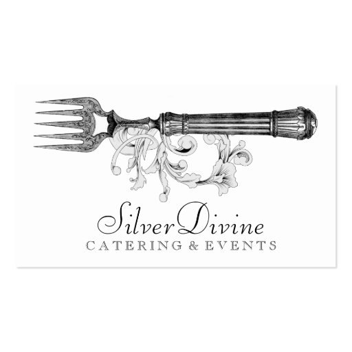 GC Vintage Silver Divine Silverware Business Card Templates (front side)