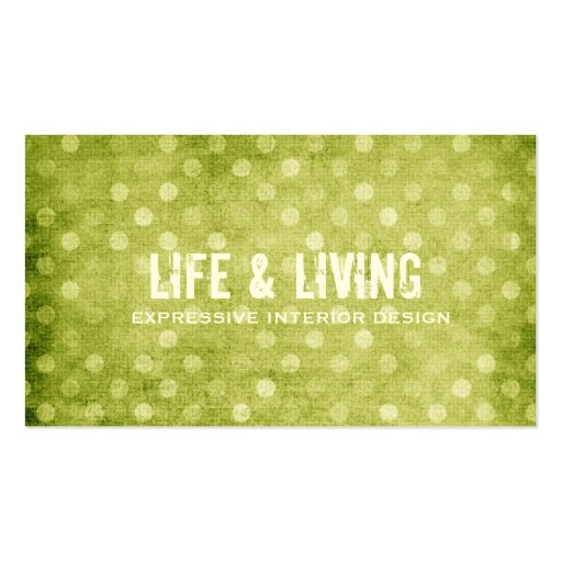 GC | Vintage Textured Green Dots Business Card (front side)