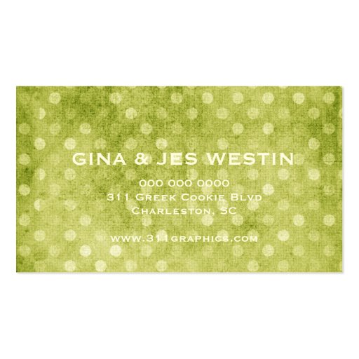 GC | Vintage Textured Green Dots Business Card (back side)