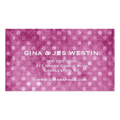 GC | Vintage Textured Pink Dots Business Card Template (back side)