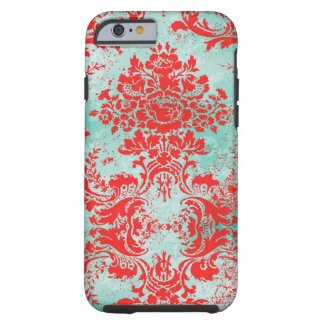 GC Vintage Turquoise Red Damask Case Mate iPhone 6 Case