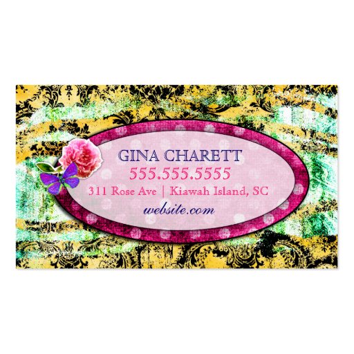 GC | Whimsical Vintage Charm Pink Bee Business Card Template (back side)