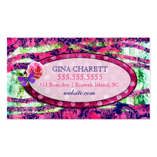 GC | Whimsical Vintage Charm Pink Ink Business Card Templates (back side)