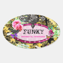 GC | Whimsical Vintage Pink Bee Oval Stickers