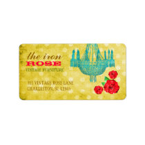 GC Yellow Vintage Rose Dots Address Label labels