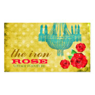 GC Yellow Vintage Rose Dots Business Card Template
