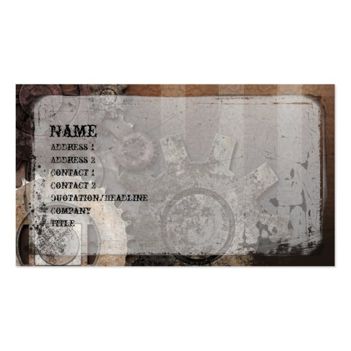 Geared Up Steampunk Grunge Business Card (front side)