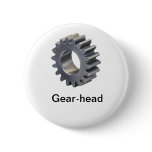 Gearhead Pinback Button