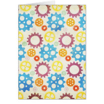 gears01 COLORFUL GEARS PATTERNS YELLOW PURPLE BLUE Cards
