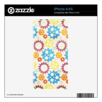 gears01 COLORFUL GEARS PATTERNS YELLOW PURPLE BLUE Skin For The iPhone 4S