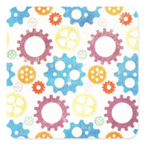gears01 COLORFUL GEARS PATTERNS YELLOW PURPLE BLUE Sticker
