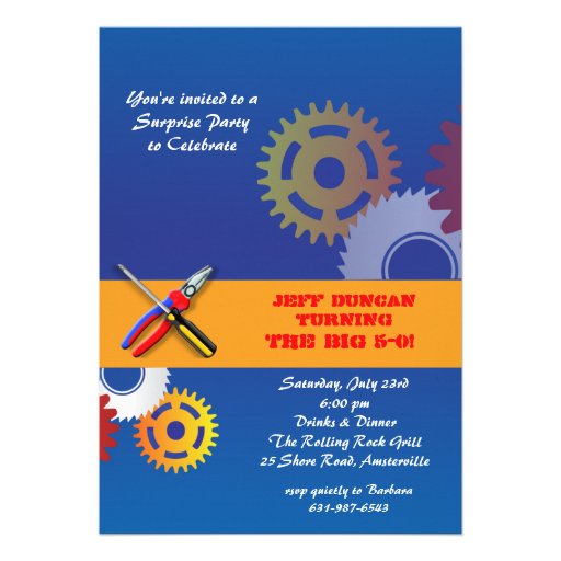 Gears and Tools Invitation