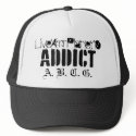 Gears Of A Addict Hat :Black on White by AllBlackCityGear Gears Of A Addict Hat :Black on White