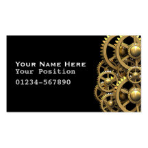 Gears on black business card templates