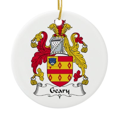 Geary Family Crest Christmas Tree Ornaments by coatsofarms. Buy these Geary Family Crest gifts.