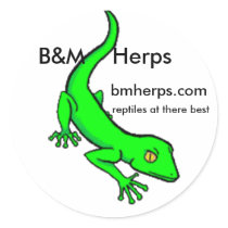 gecko, B&M    Herps, bmherps.com, reptiles at t... Round Sticker