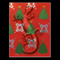 Gecko Christmas postcard postcards