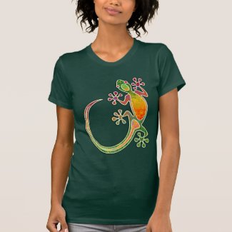 Gecko Floral Tribal Art T Shirt