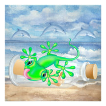 Gecko "Invitation in a Bottle" - Beach Invitation