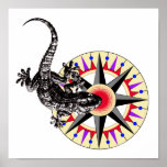 Gecko Lizard & Compass Rose Posters