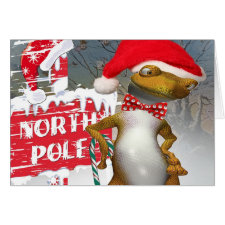 Gecko Visits North Pole Cards