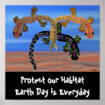Geckos Celebrate Earth Day Poster posters