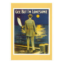 Gee But I'm Lonesome Vintage Song Sheet Cover Custom Invite