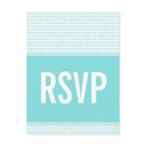 Geek Chic Binary Code RSVP Postcard, Aqua