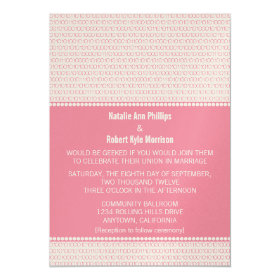 Geek Chic Binary Code Wedding Invitation, Pink 5