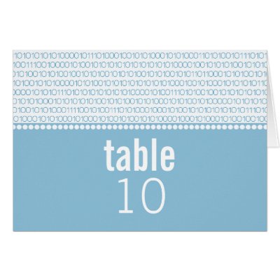 Geek Chic Binary Code Wedding Table Card, Blue