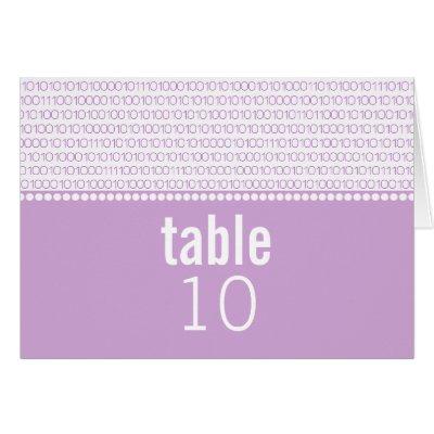 Geek Chic Binary Code Wedding Table Card, Purple