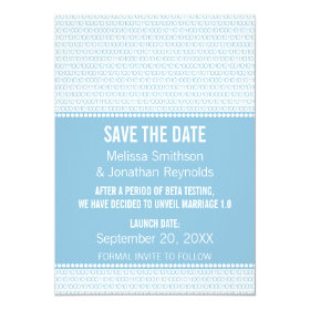Geek Chic Binary Save the Date Invite, Blue 5