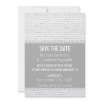 Geek Chic Binary Save the Date Invite, Gray